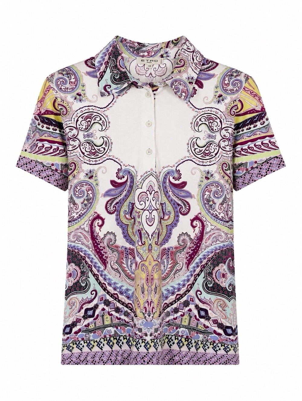 ETRO Milano Women’s Blouse Top Paisley Print Polo